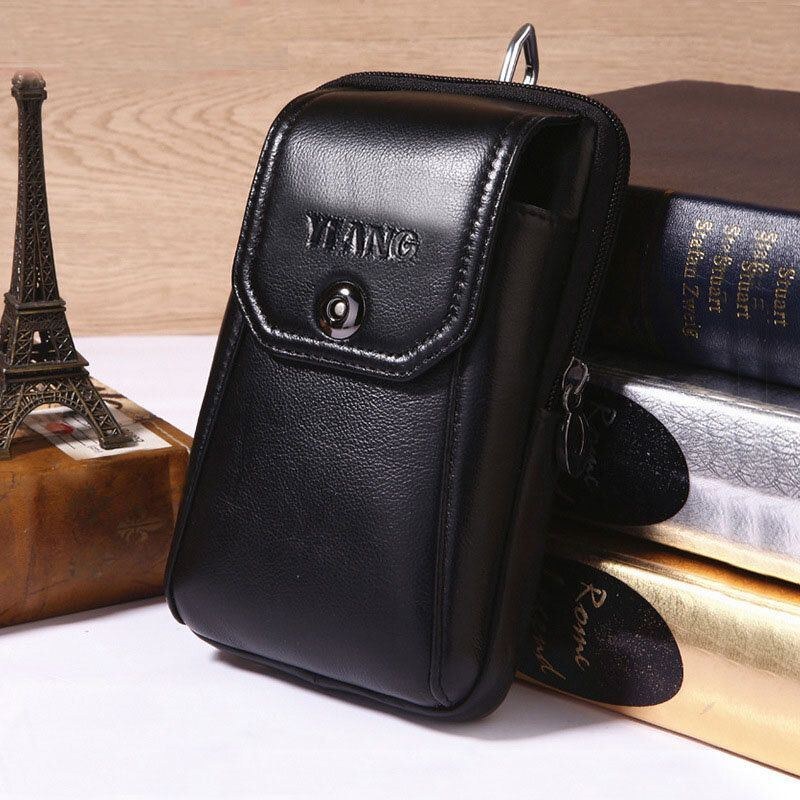 Herre Ægte Læder Retro Multifunktions 6 Tommer Telefontaske Crossbody Taske Taljetaske