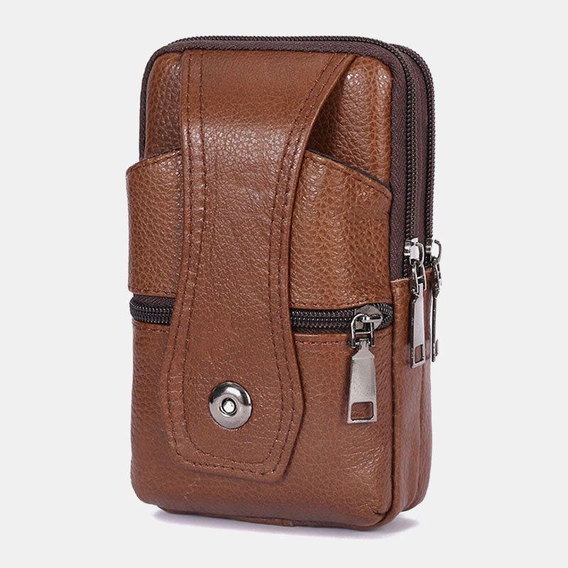 Herre Slidstærk Flap Magnetisk Knap Design Taljetaske Åndbar Smagløs Bæltetaske 6.5 Tommer Telefontaske Crossbody-tasker Med Skulderrem