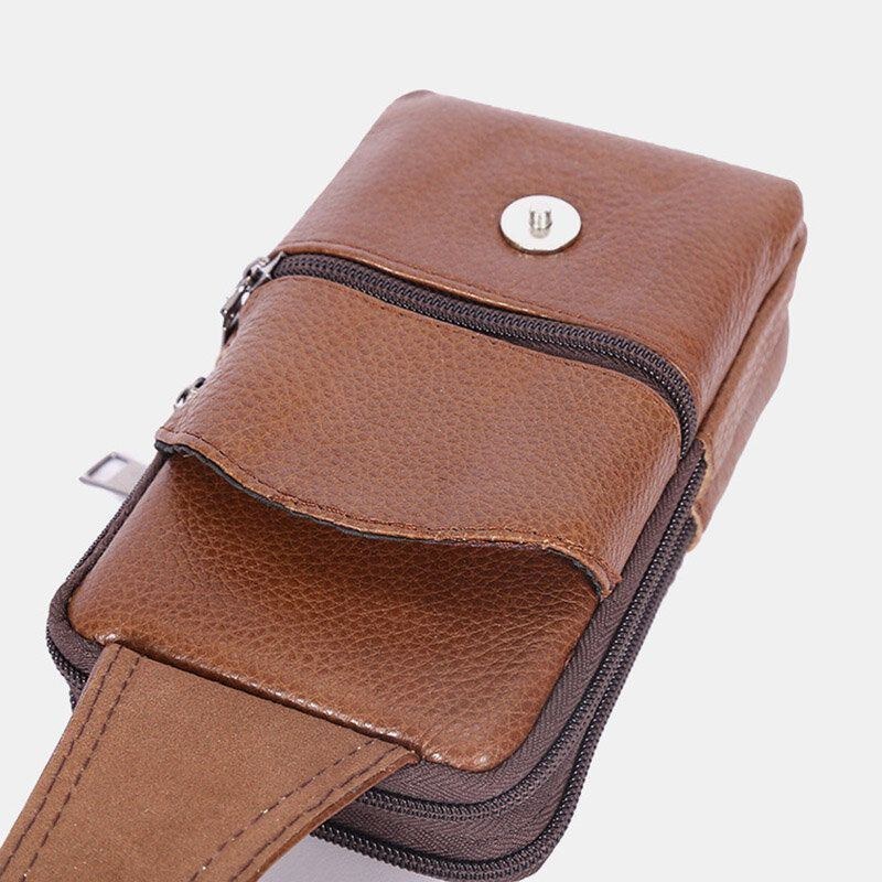 Herre Slidstærk Flap Magnetisk Knap Design Taljetaske Åndbar Smagløs Bæltetaske 6.5 Tommer Telefontaske Crossbody-tasker Med Skulderrem