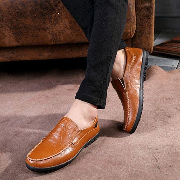 Flade Sko Herre Casual Business Loafers I Læder