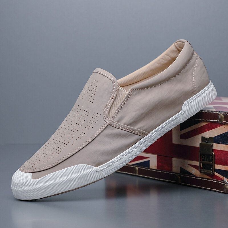 Herre Åndbar Is Silke Blød Behagelig Sål Solid Slip On Casual Court Sko
