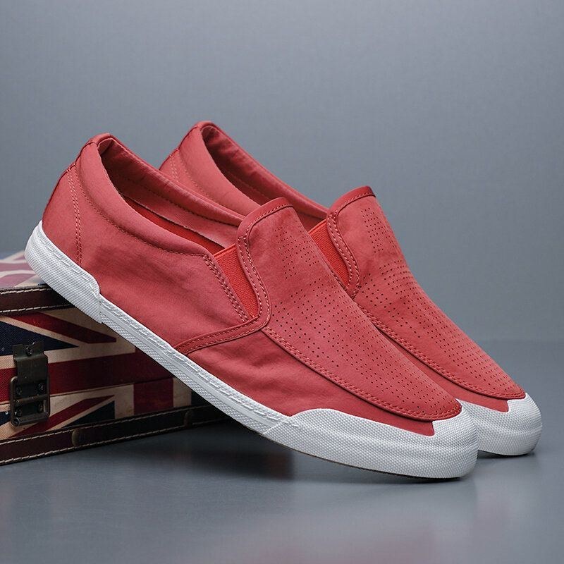 Herre Åndbar Is Silke Blød Behagelig Sål Solid Slip On Casual Court Sko