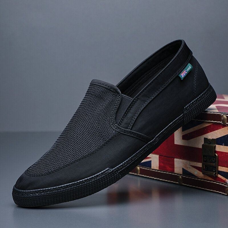 Herre Åndbar Is Silke Skridsikker Behagelig Blød Sål Slip On Solid Casual Court Sko