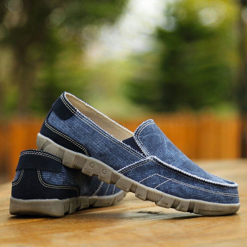 Herre Canvas Åndbar Blød Sål Behagelig Slip-on Afslappet Sko