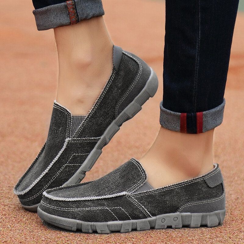 Herre Canvas Åndbar Blød Sål Behagelig Slip-on Afslappet Sko