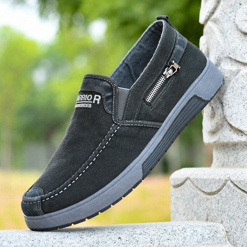 Herre Canvas Åndbar Blød Sål Behagelig Slip-on Gamle Peking Afslappede Stofsko