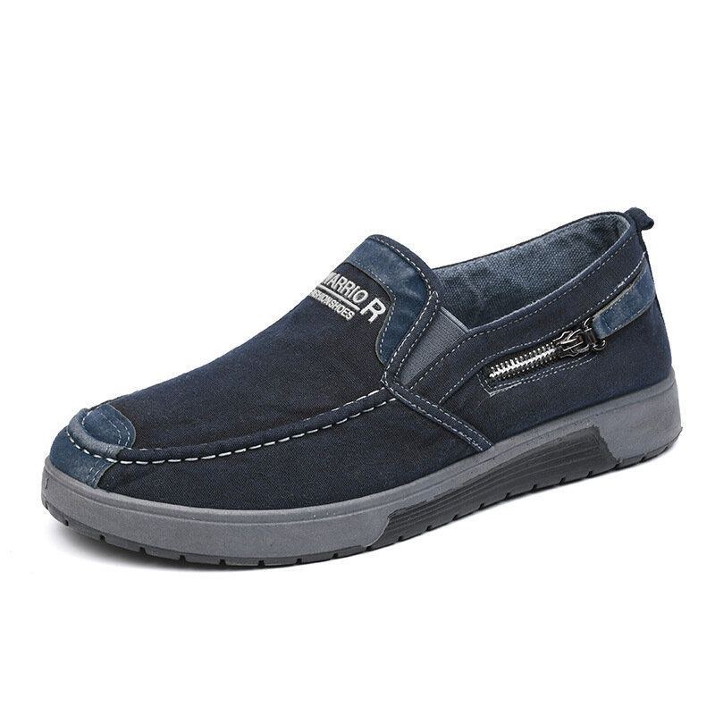 Herre Canvas Åndbar Blød Sål Behagelig Slip-on Gamle Peking Afslappede Stofsko