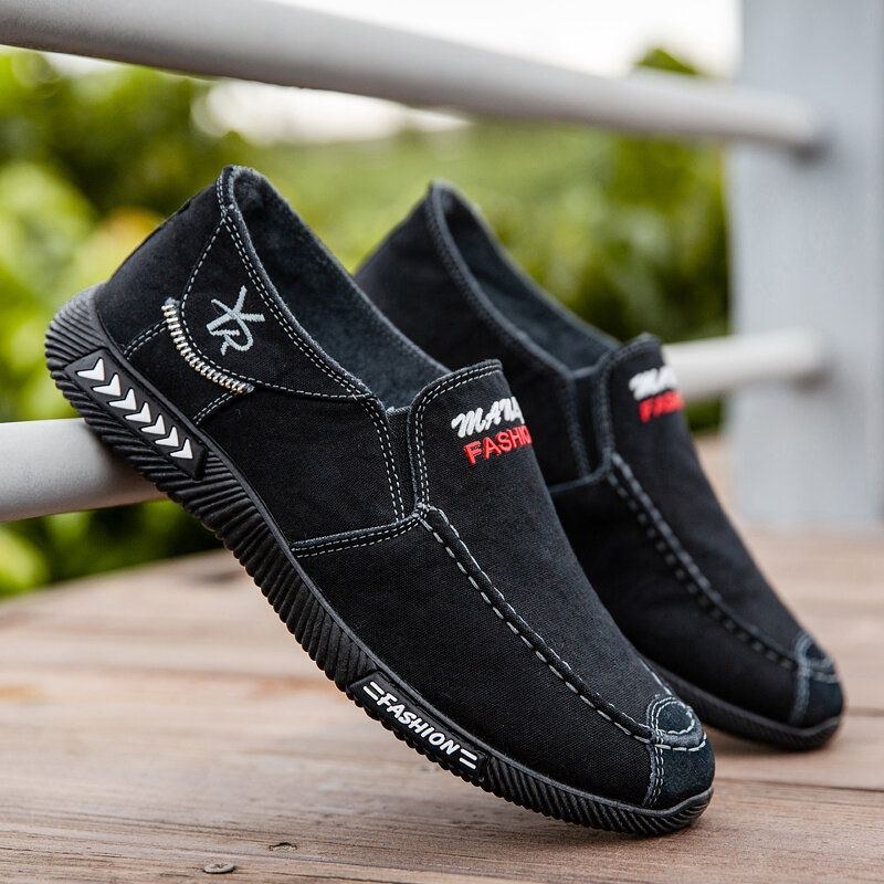 Herre Canvas Åndbar Blød Sål Behagelig Slip-on Gamle Peking-køre-afslappede Sko