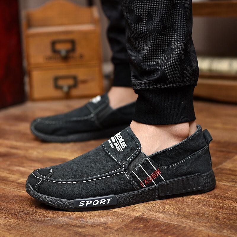 Herre Canvas Letvægts Bløde Såler Casual Walking Loafers