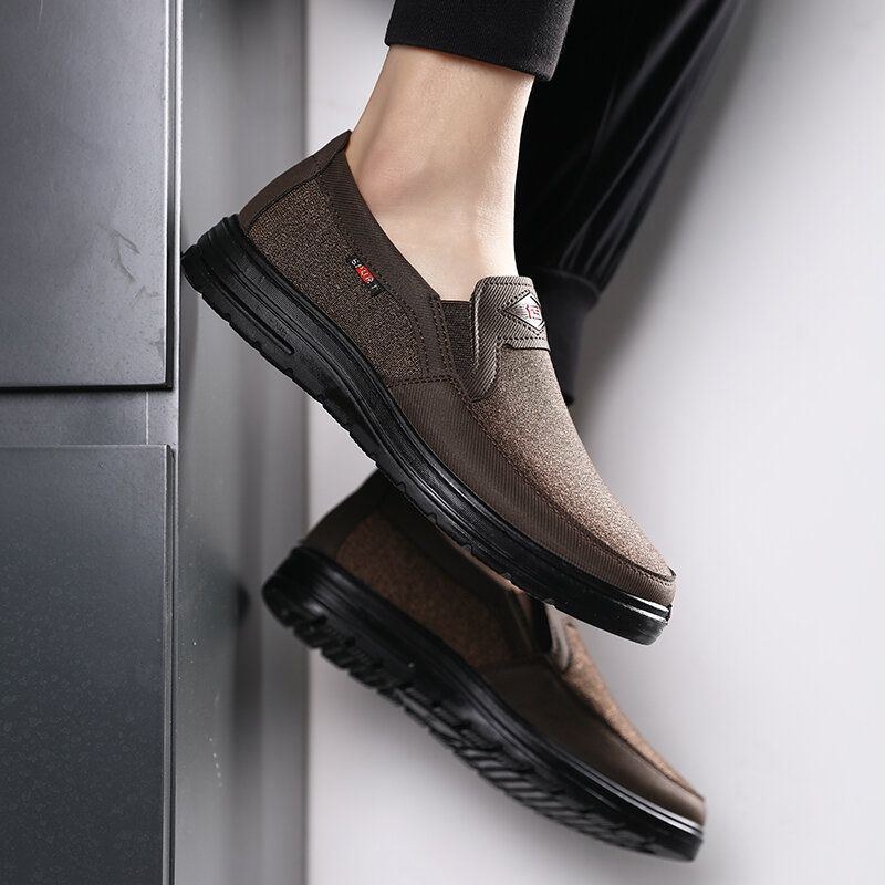 Herre Comfy Bærbar Åndbar Klud Elastik Slip On Casual Walking Sko