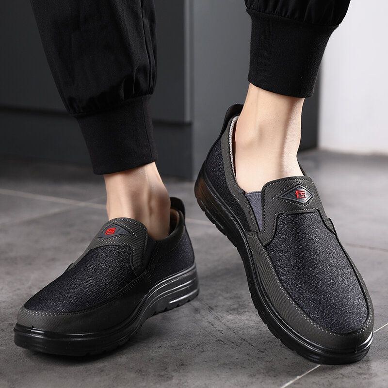 Herre Comfy Bærbar Åndbar Klud Elastik Slip On Casual Walking Sko