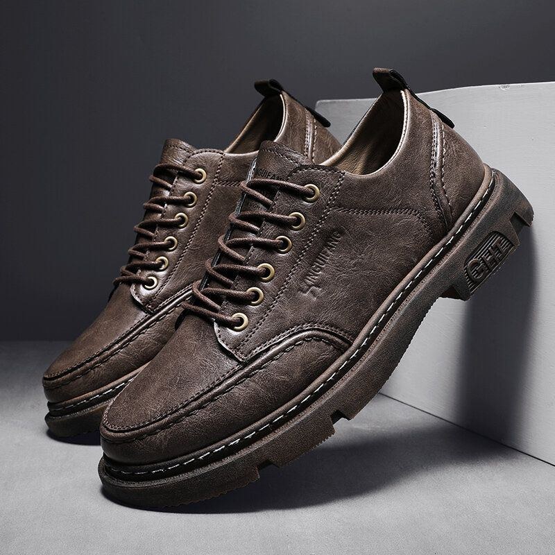 Herre Comfy Rund Tå Oxfords Casual Sko Med Snøre