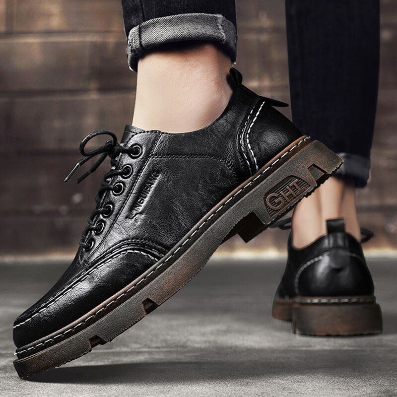 Herre Comfy Rund Tå Oxfords Casual Sko Med Snøre