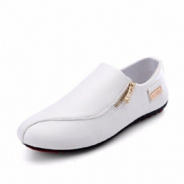 Herre Flats Shoes Slip On Casual Komfortabel Læder Lynlås Loafers Sko
