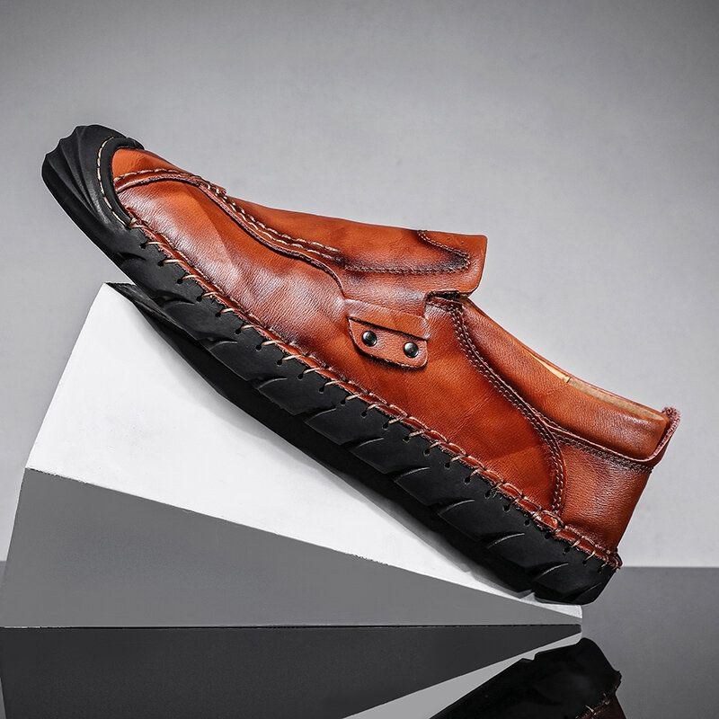 Herre Håndsyning Behagelig Skridsikker Bærbar Sål Business Casual Lædersko