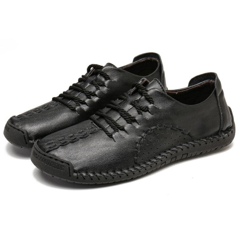 Herre Håndsyning Læder Skridsikker Blød Sål Casual Flats