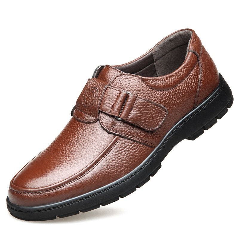 Herre Klassisk Brief Blød Kohud Slip-on Hook Loop Business Sko