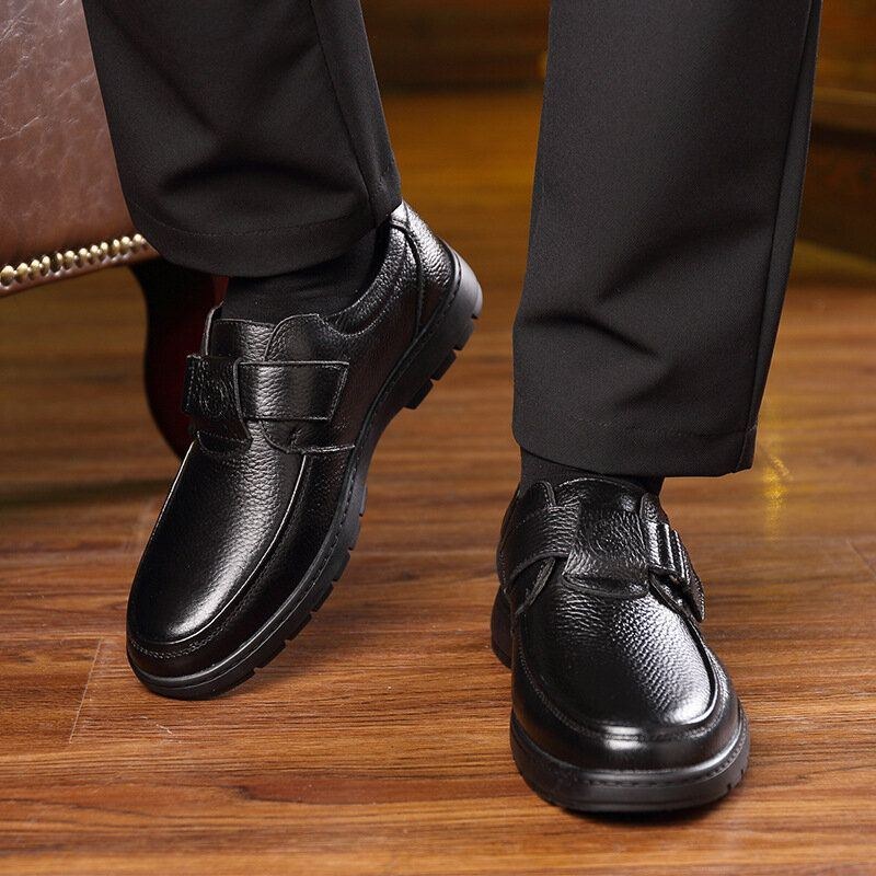 Herre Klassisk Brief Blød Kohud Slip-on Hook Loop Business Sko