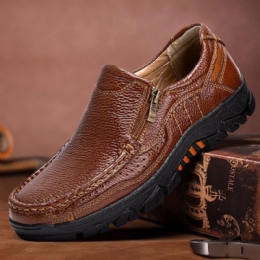 Herre Koskind Åndbar Blød Sål Slip On Comfy England Style Lynlås Casual Sko