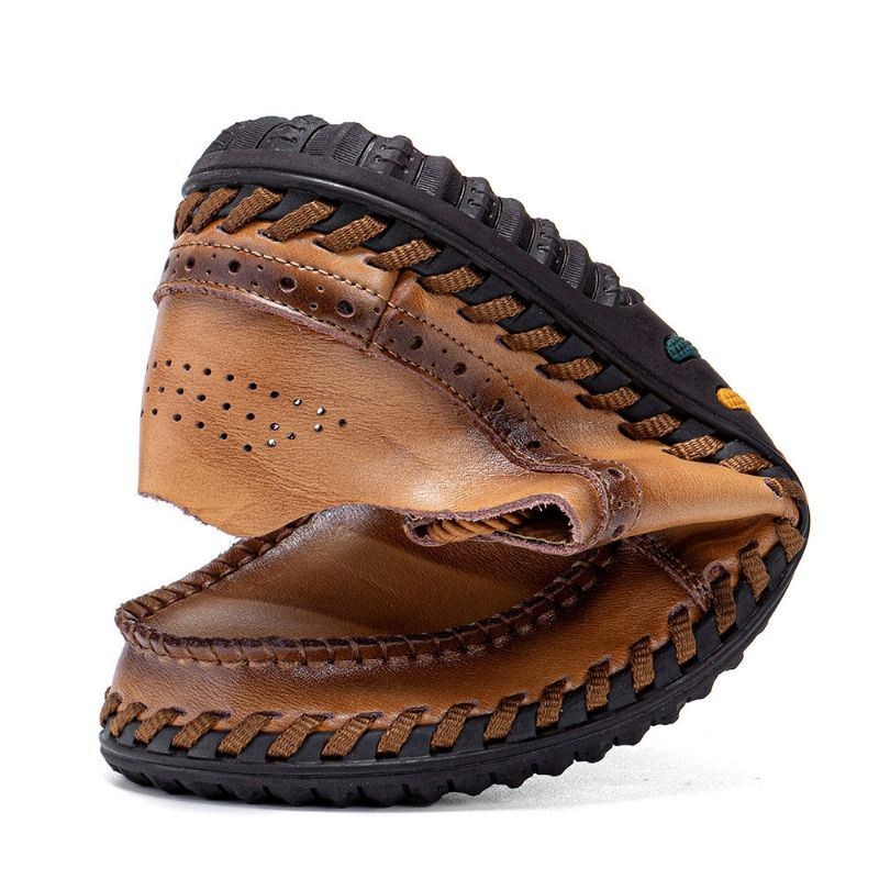 Herre Koskind Læder Åndbar Blød Bund Snørebånd Comfy Loafers Casual Business Sko