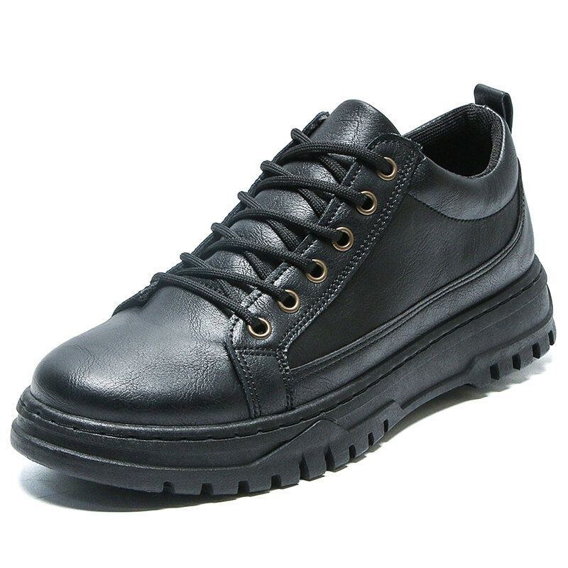 Herre Læder Åndbar Blød Sål Platform Brief Solid Casual Court Sko
