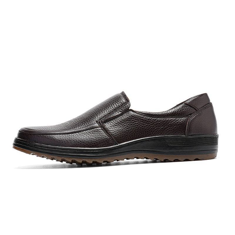 Herre Læder Åndbar Blød Sål Skridsikker Behagelig Slip On Casual Business Sko