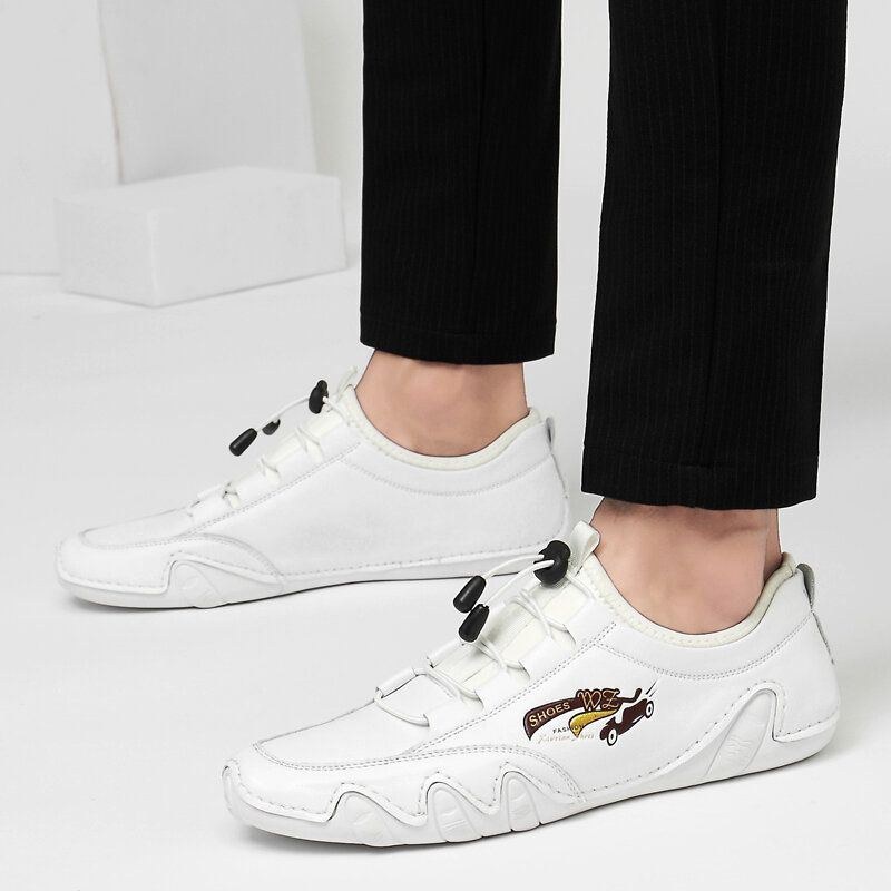 Herre Læder Behagelig Åndbar Elastisk Blonde Casual Driving Flats