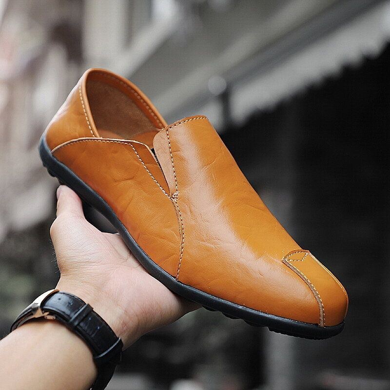 Herre Læder Behagelig Skridsikker Casual Slip On Driving Loafers