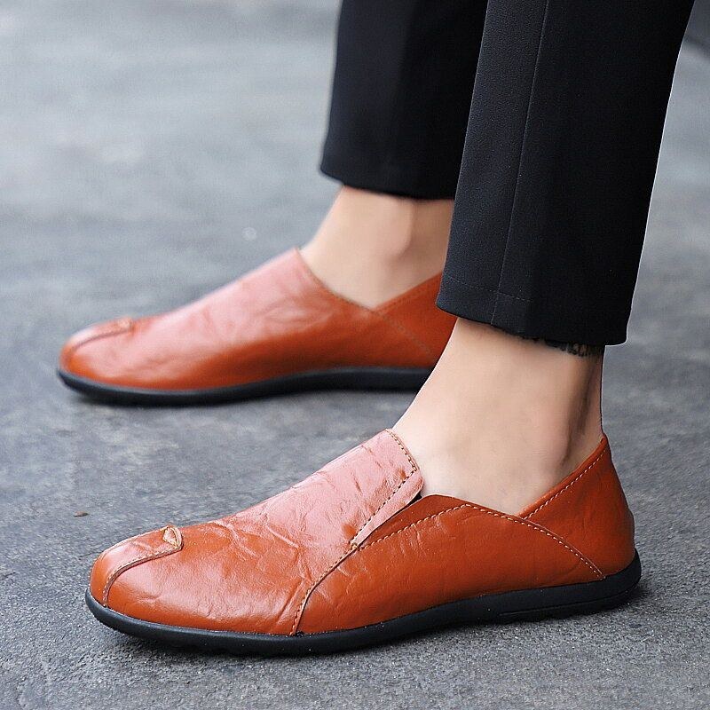 Herre Læder Behagelig Skridsikker Casual Slip On Driving Loafers