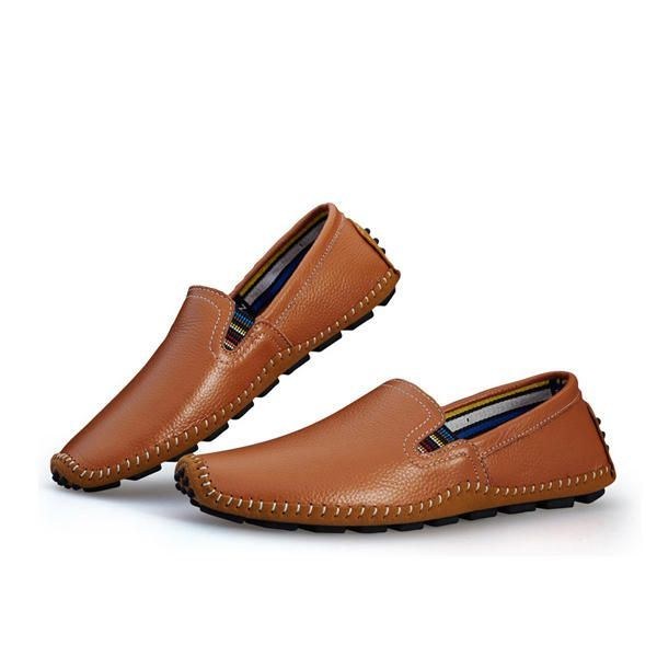 Herre Læder Casual Outdoor Driving Slip On Flats Loafers Sko