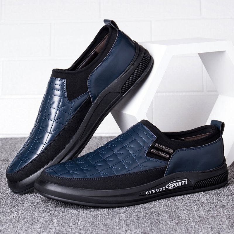Herre Microfiber Læder Splejsning Skridsikre Bløde Casual Business Slip On Sko