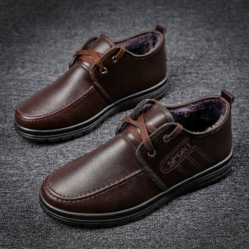 Herre Microfiber Læder Varmforet Non-slip Business Casual Sko