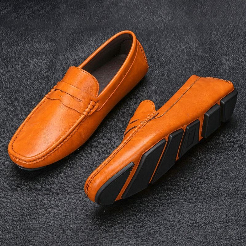 Herre Mikrofiber Læder Åndbar Blød Sål Slip On Comfy Vintage Casual Køresko