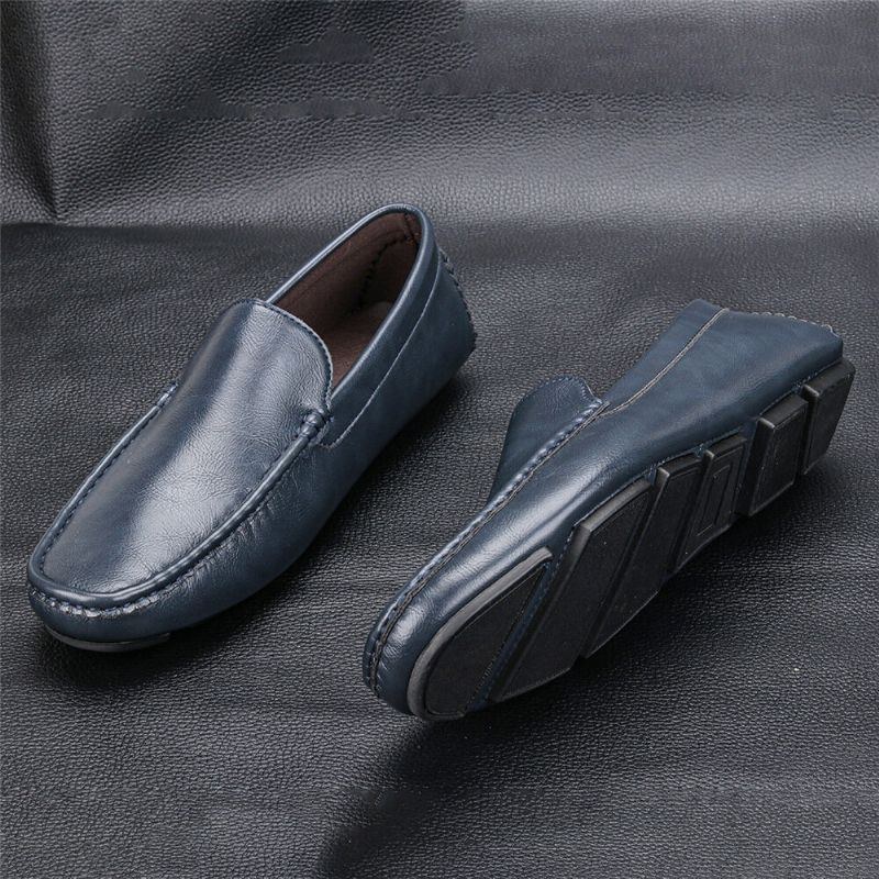 Herre Mikrofiber Læder Åndbar Vintage Blød Sål Slip On Behagelige Køresko Afslappet
