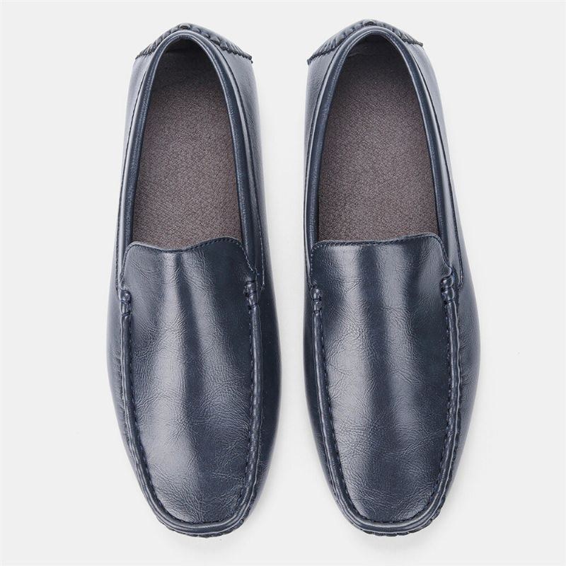 Herre Mikrofiber Læder Åndbar Vintage Blød Sål Slip On Behagelige Køresko Afslappet