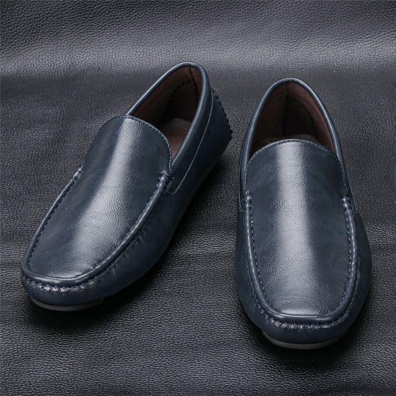 Herre Mikrofiber Læder Åndbar Vintage Blød Sål Slip On Behagelige Køresko Afslappet