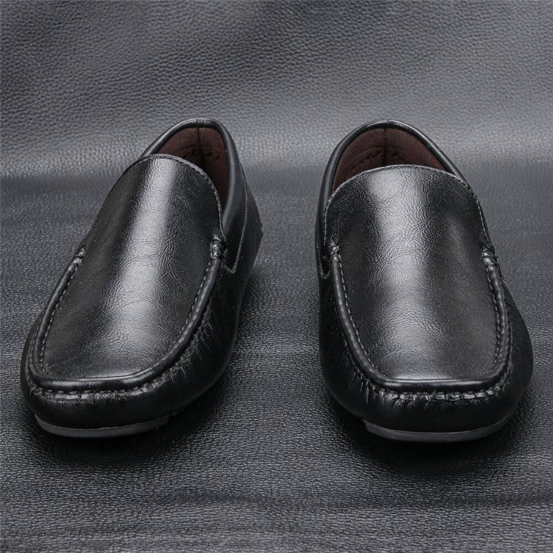 Herre Mikrofiber Læder Åndbar Vintage Blød Sål Slip On Behagelige Køresko Afslappet