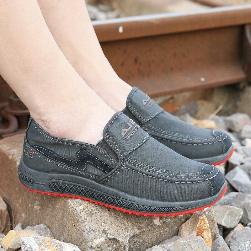 Herre Old Peking Comfy Åndbar Slip On Casual Canvas Sko