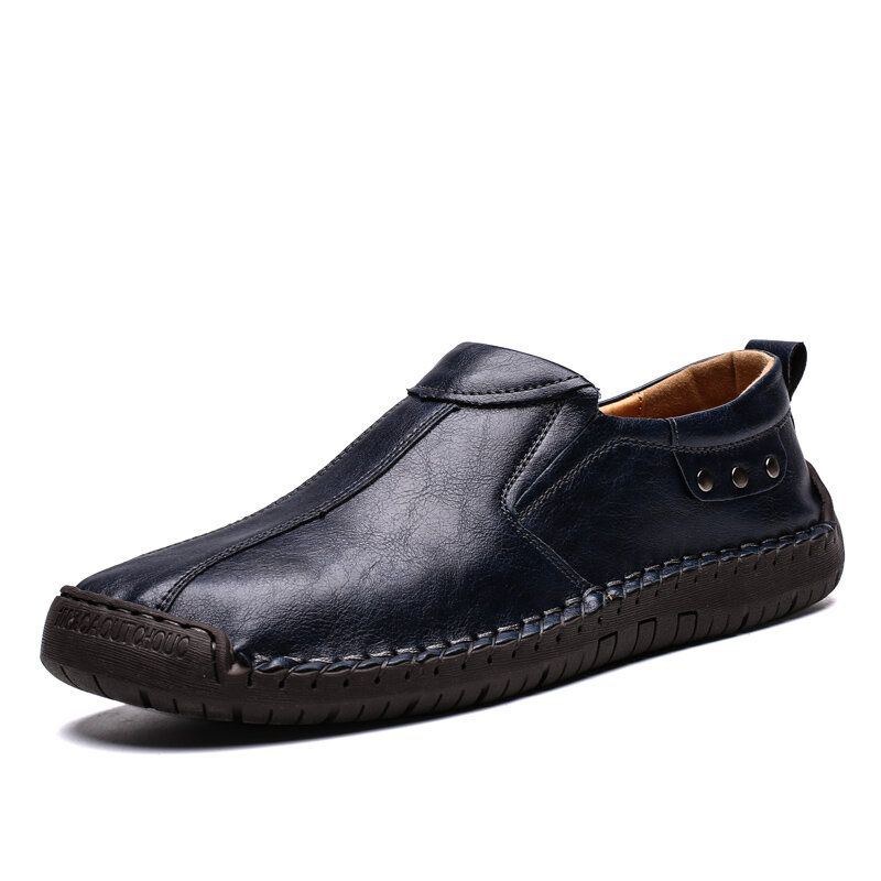 Herre Retro Mikrofiber Læder Skridsikker Blød Sål Slip On Casual Sko
