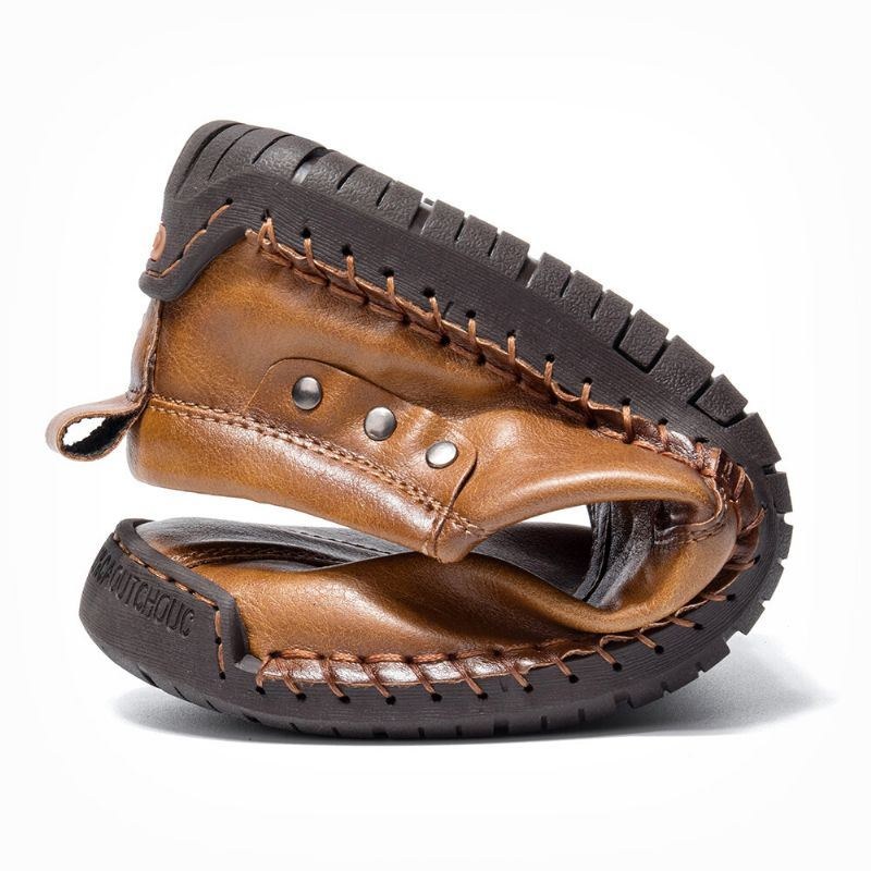 Herre Retro Mikrofiber Læder Skridsikker Blød Sål Slip On Casual Sko