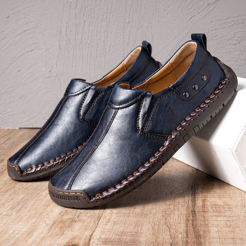 Herre Retro Mikrofiber Læder Skridsikker Blød Sål Slip On Casual Sko
