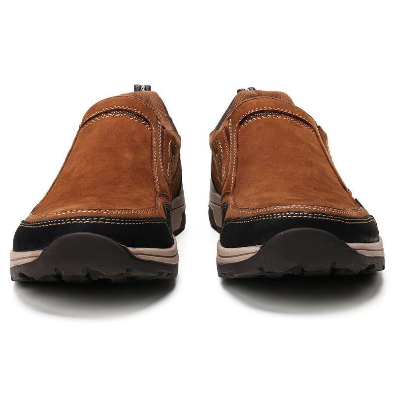 Herre Udendørs Skridsikre Behagelige Slip-on Casual Lædersko