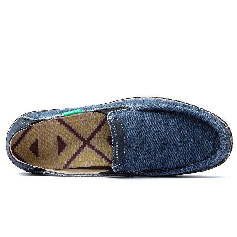 Herre Vasket Lærred Behagelige Åndbare Slip On Casual Sko
