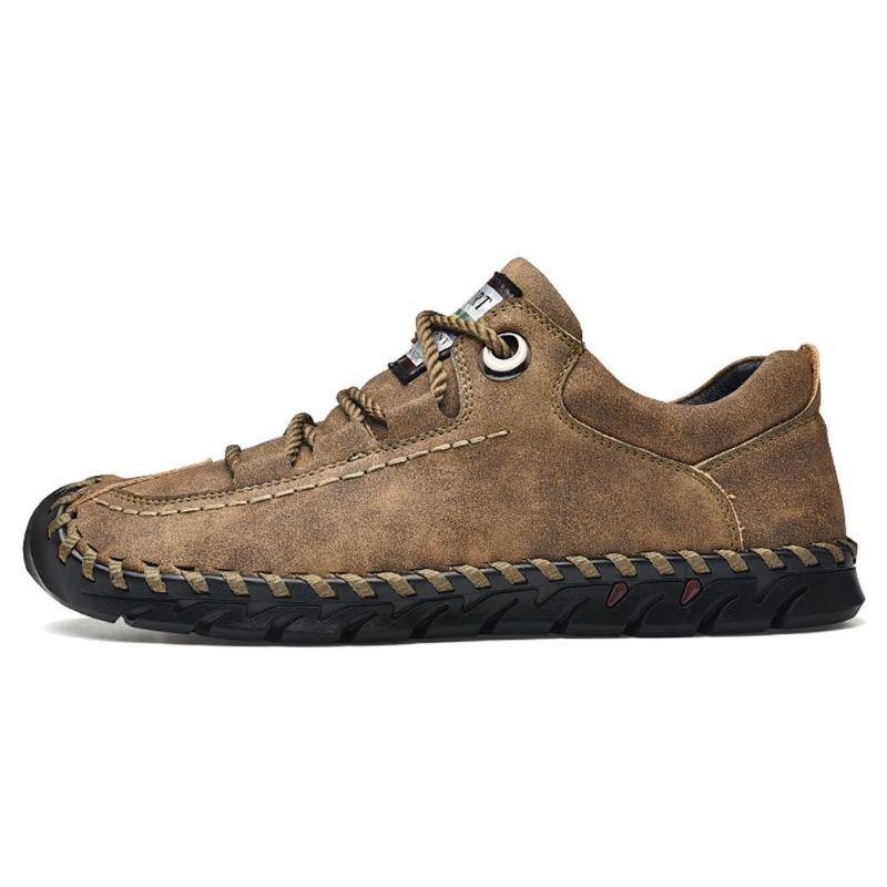 Herre Vintage Beskyttende Toe Cap Læder Casual Flats