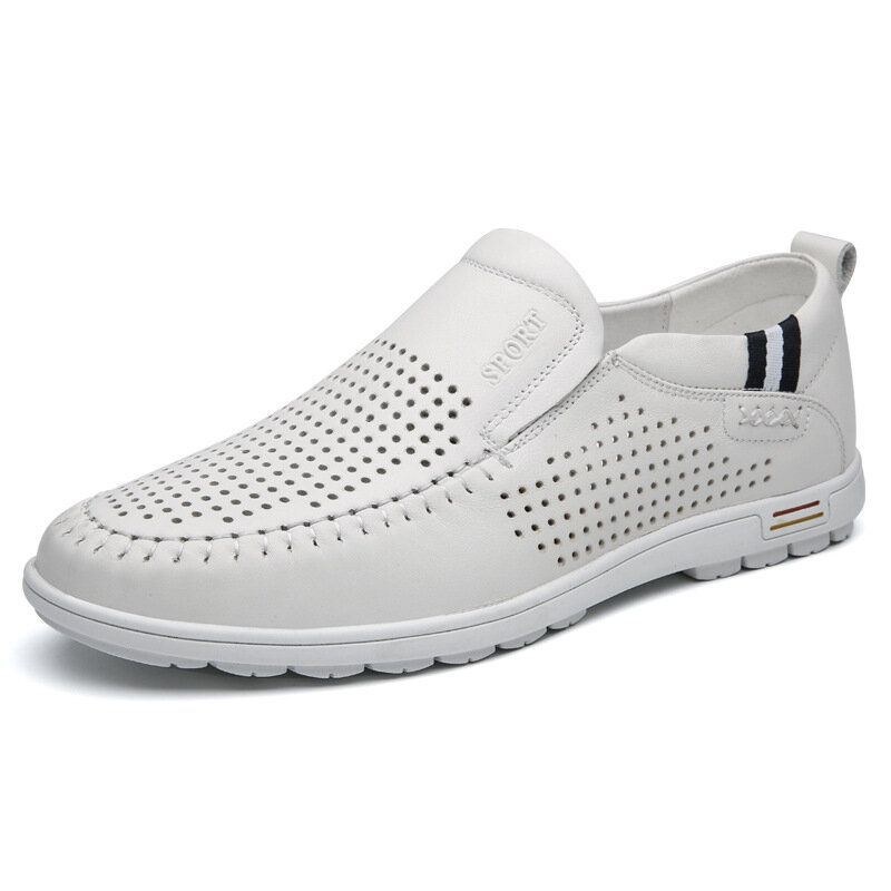 Koskind Til Mænd Udhulet Åndbar Blød Bund Slip On Casual Lædersko