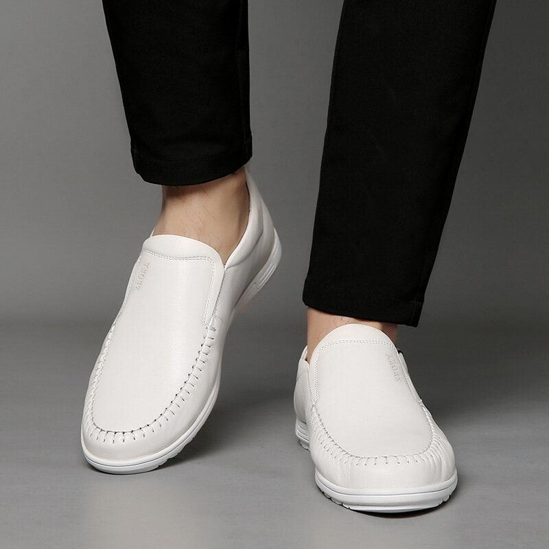 Koskind Til Mænd Udhulet Åndbar Blød Bund Slip On Casual Lædersko