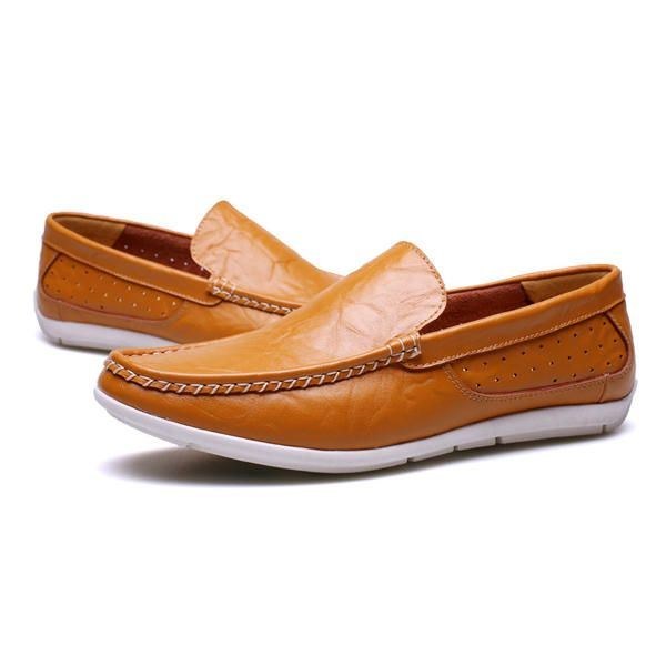 Nye Mænd Casual Udendørs Blødt Komfortabelt Læder Slip On Flats Loafers Sko