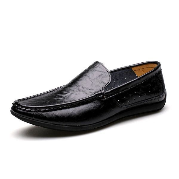Nye Mænd Casual Udendørs Blødt Komfortabelt Læder Slip On Flats Loafers Sko