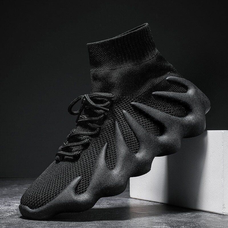 Herre Åndbar Behageligt Stof Blød Sål Skridsikker Snørebåndsplatform Casual Sportssneakers