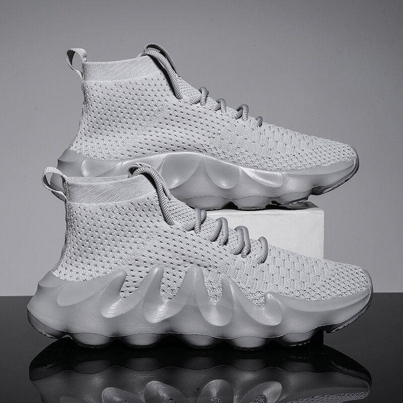 Herre Åndbart Stof Blød Sål Skridsikre Sportsplatform Casual Chunky Sneakers